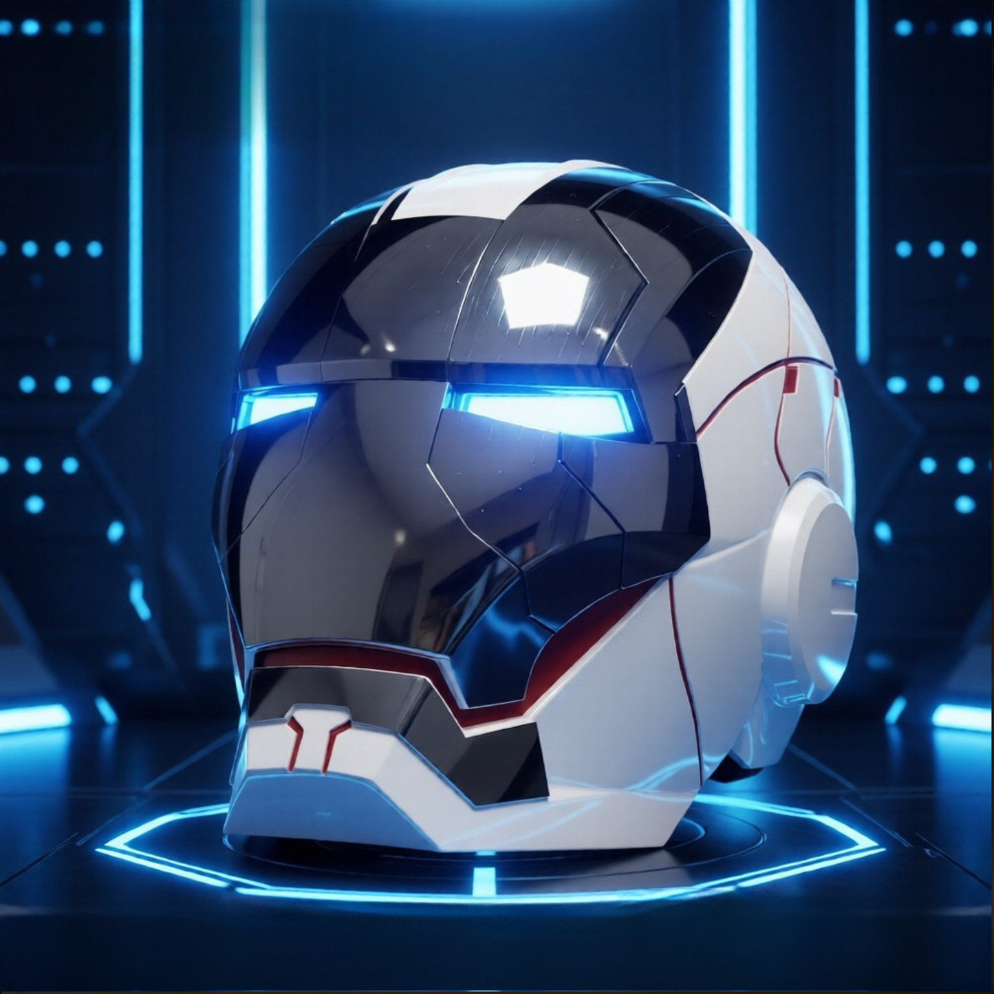 WhiteIron Man MK5 1:1 Helmet (With Jarvis)
